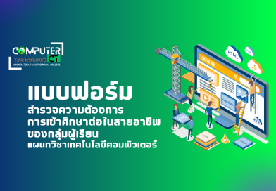 สำหรับน้องๆนักเรียน ที่สนใจศึกษาต่อแผนกวิชาเทคโนโลยีคอมพิวเตอร์ มาร่วมกรอกแบบฟอร์มสำรวจความต้องการเข้าศึกษาต่อในสายอาชีพในสาขาที่ชอบกันได้เลย!